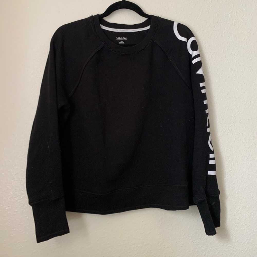 black and white calvin klein performance crewneck